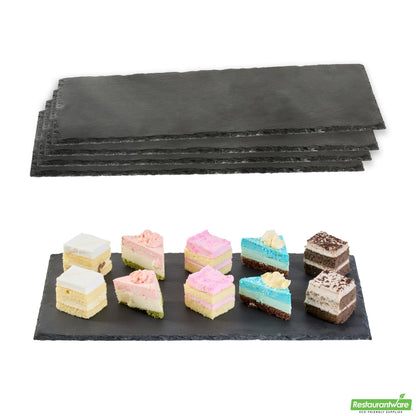 Wholesale Restaurantware Rectangle Black Slate Serving Tray - 11.8" X 5.9" X 0.2"- Bulk