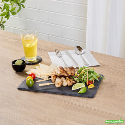 Wholesale Restaurantware Rectangle Black Slate Serving Tray - 11.8" X 7.9" X 0.2"- Bulk