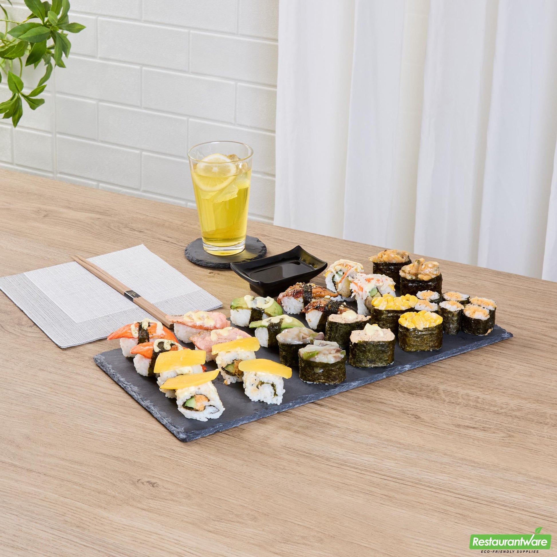 Wholesale Restaurantware Rectangle Black Slate Serving Tray-15.8" X 7.9" X- Bulk