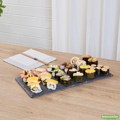 Wholesale Restaurantware Rectangle Black Slate Serving Tray - 15.8" X 7.9" X 0.2"- Bulk