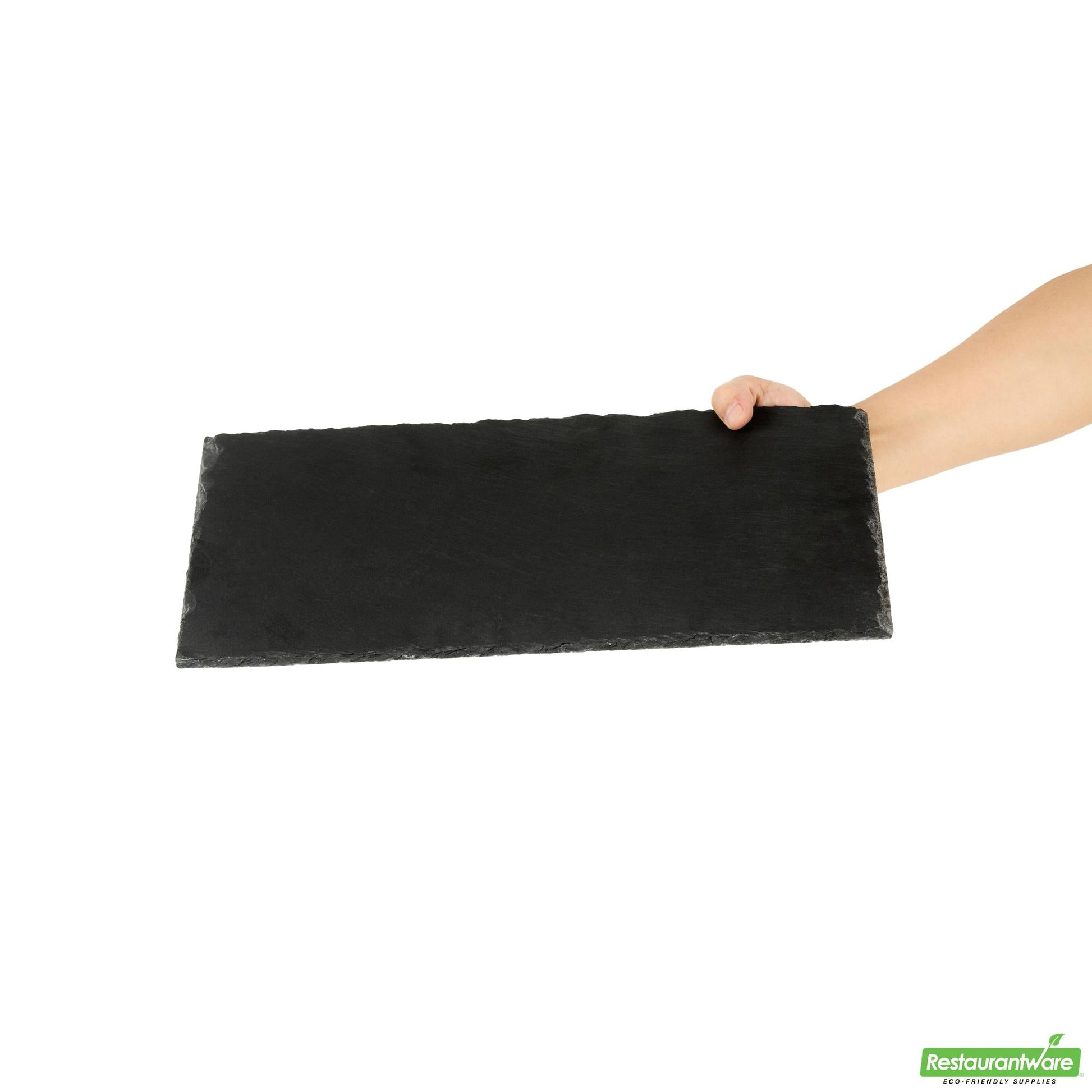 Wholesale Restaurantware Rectangle Black Slate Serving Tray - 15.8" X 7.9" X 0.2"- Bulk