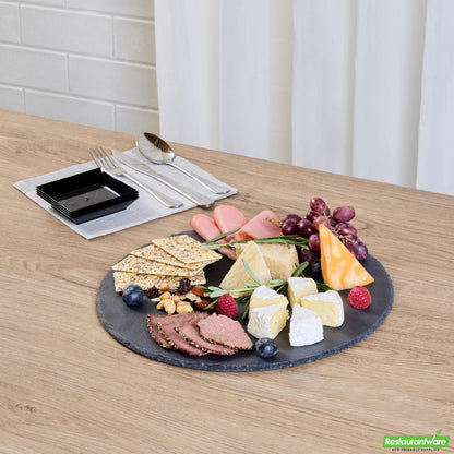 Wholesale Restaurantware Round Black Slate Serving Tra - 11.8" X 11.8" X 0.2"- Bulk