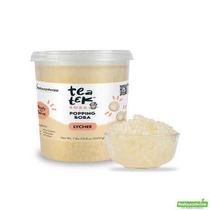 Wholesale Restaurantware Tea Tek 7 Lb Lychee Popping Boba - 1 Count Box- Bulk