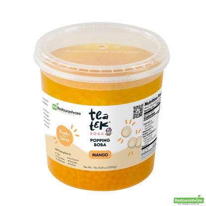 Wholesale Restaurantware Tea Tek 7 Lb Mango Popping Boba - 1 Count Box- Bulk