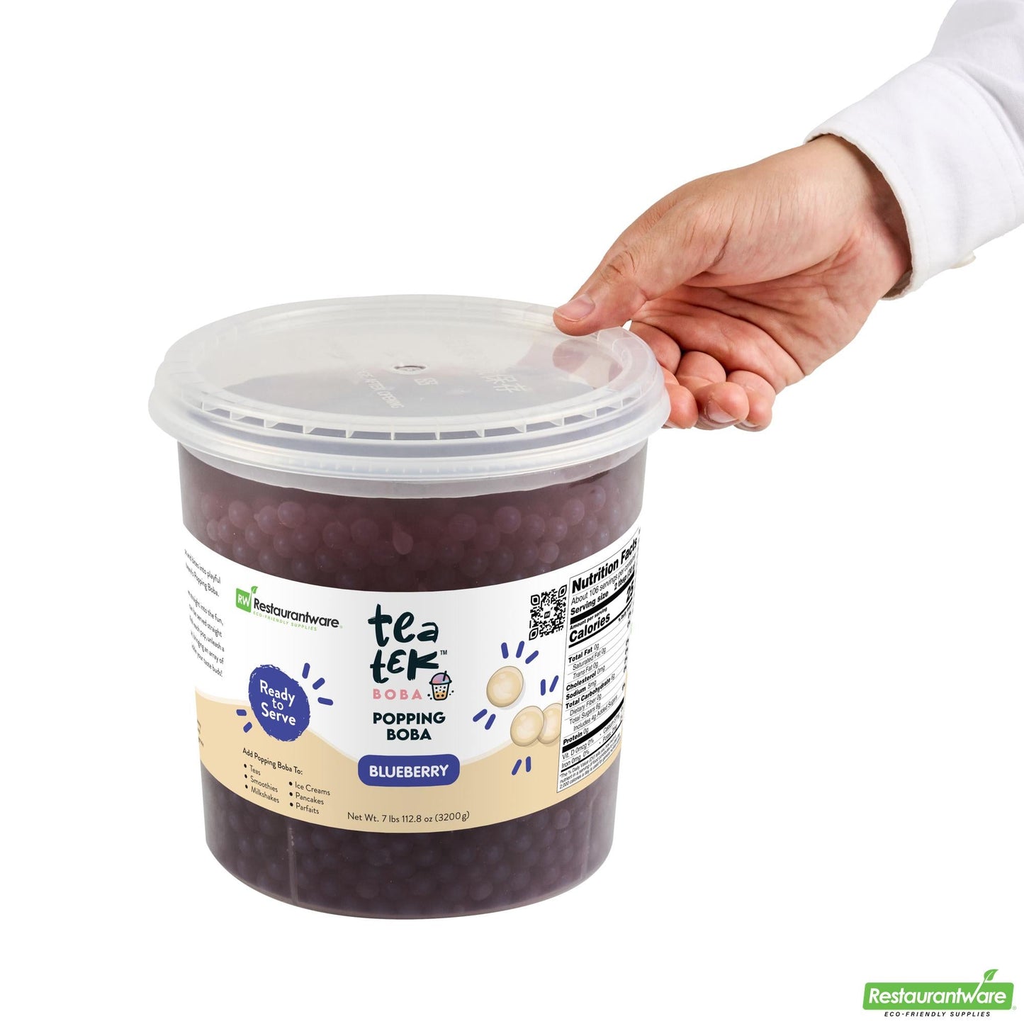 Wholesale Restaurantware Tea Tek 7 Lb Blueberry Popping Boba - 1 Count Box- Bulk