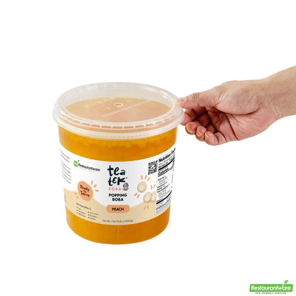 Wholesale Restaurantware Tea Tek 7 Lb Popping Boba - Peach - 1 Count Box- Bulk