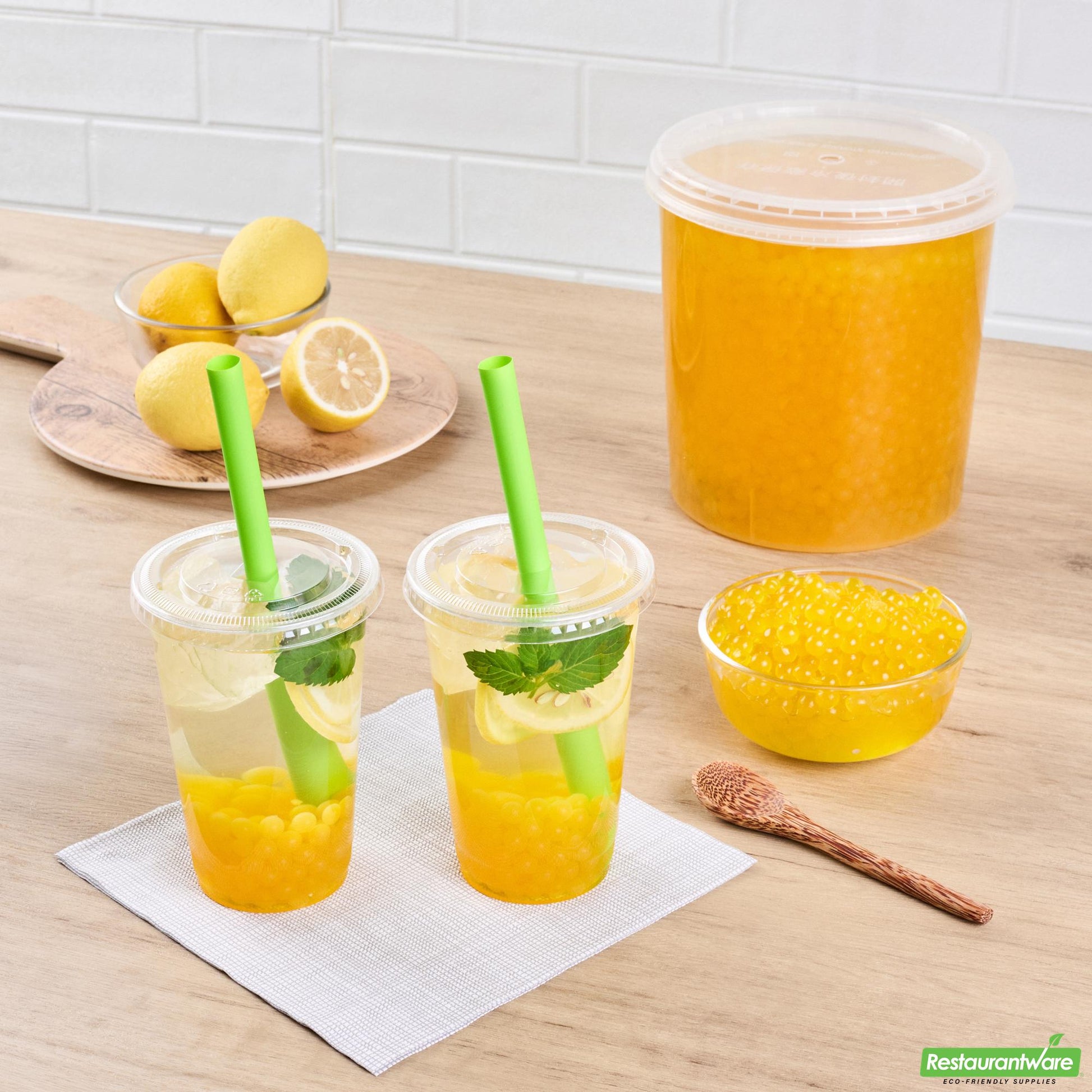 Wholesale Restaurantware Tea Tek 7 Lb Lemon Popping Boba - 1 Count Box- Bulk