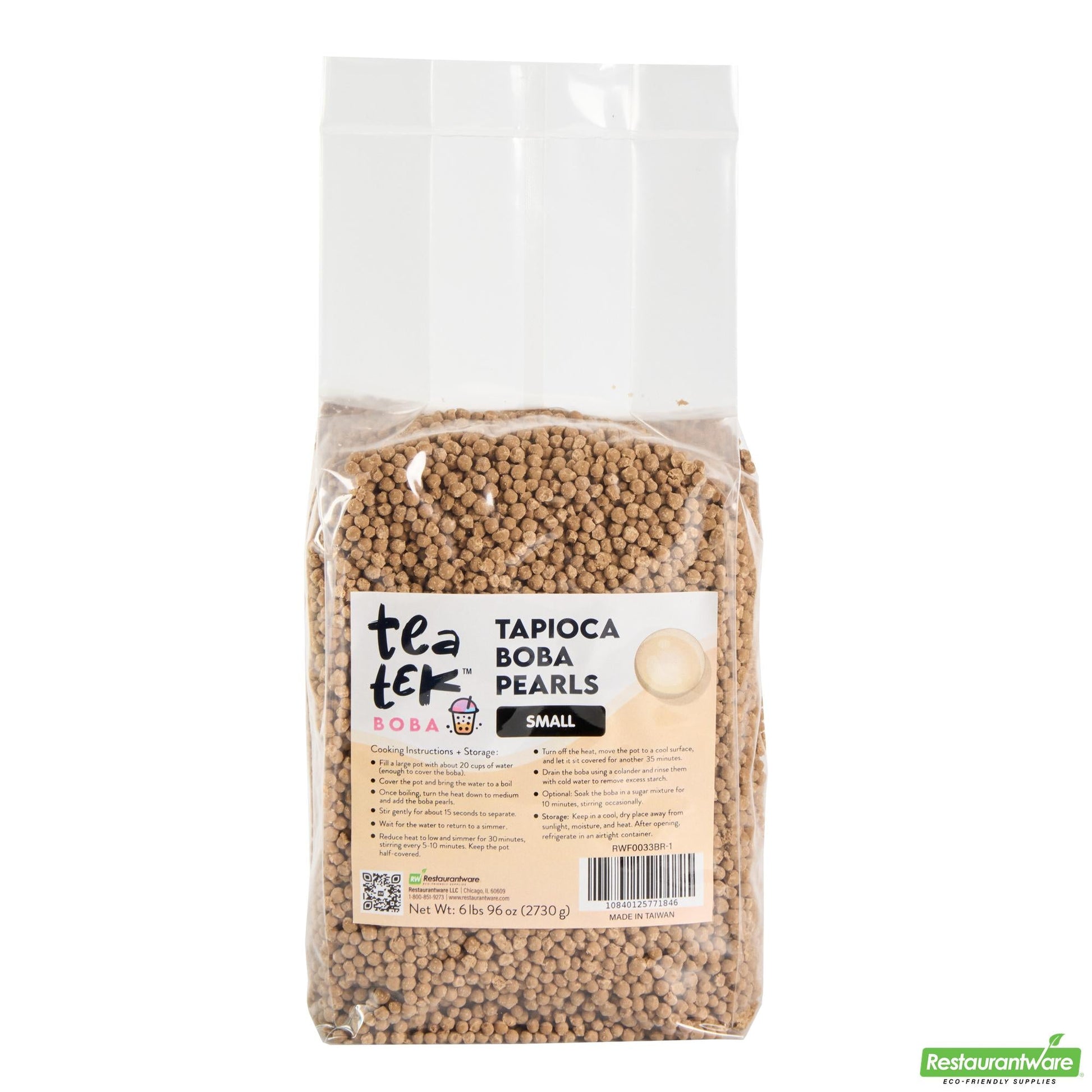 Wholesale Restaurantware Tea Tek 6 Lb Tapioca Boba Pearls - Small - 1 Count Box- Bulk
