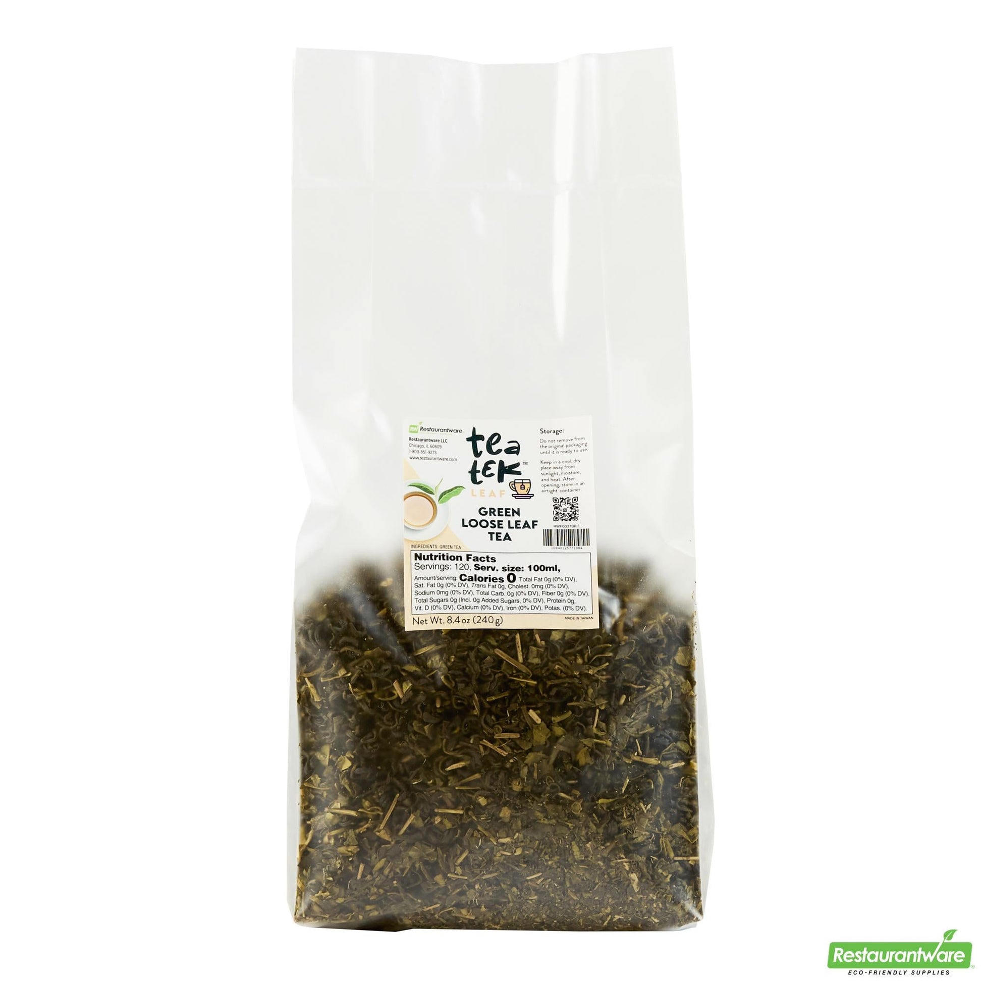 Wholesale Restaurantware Tea Tek 8.4 Oz Green Loose Leaf Tea - 1 Count Box- Bulk