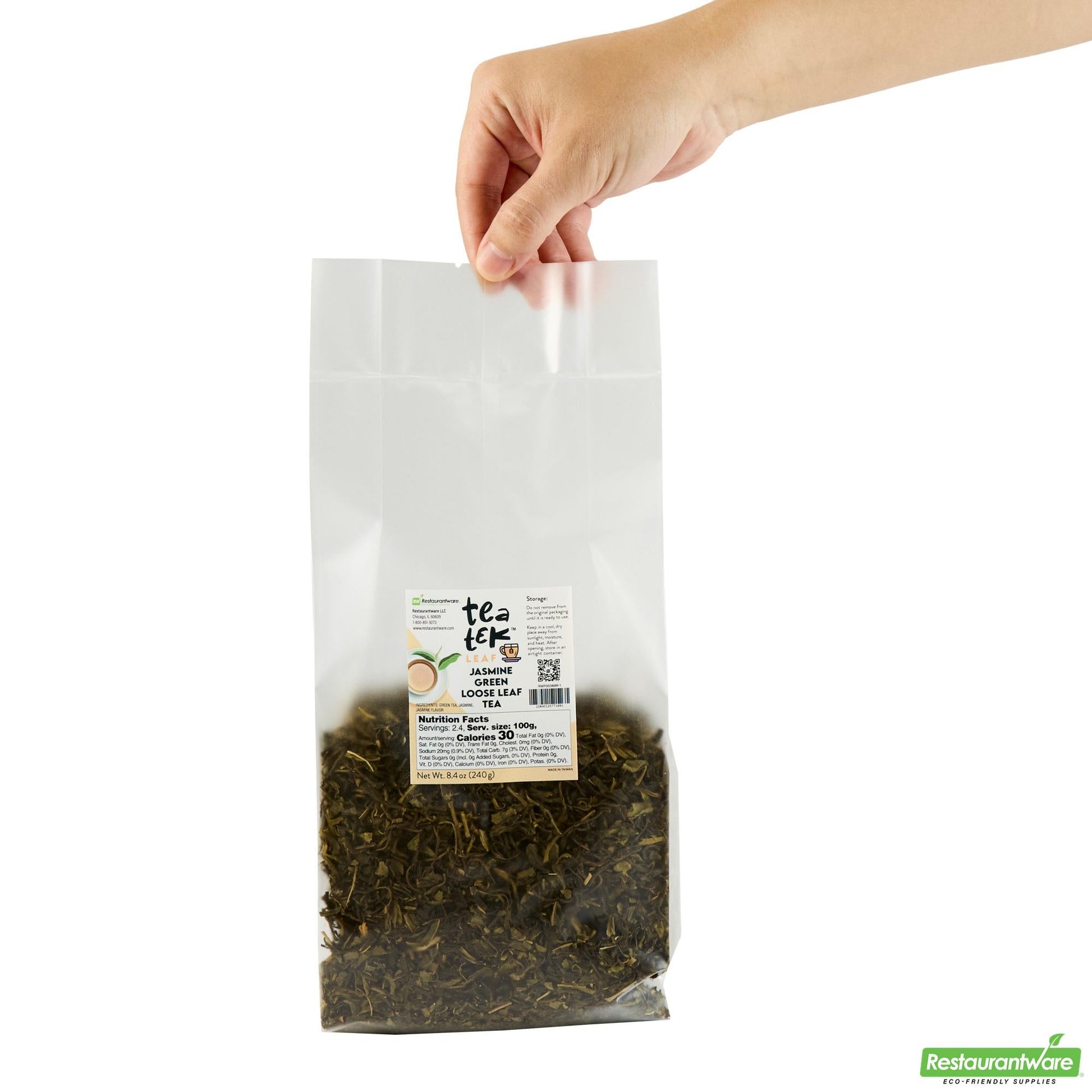 Wholesale Restaurantware Tea Tek 8.4 Oz Jasmine Green Loose Leaf Tea - 1 Count Box- Bulk