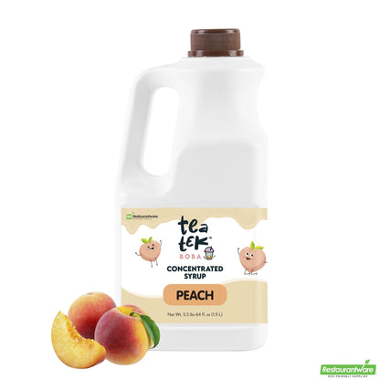 Wholesale Restaurantware Tea Tek 64 Fl. Oz Peach Concentrated Syrup - 1 Count Box- Bulk