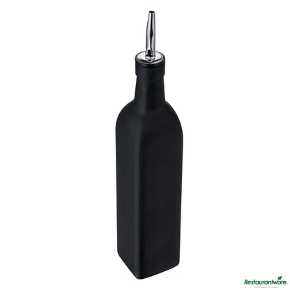 Wholesale Restaurantware 17 Oz Black Glass Olive Oil Dispenser - with Stainless Steel Pourer - 2 1/4" X 2 1/4" X 12 1/2"- Bulk