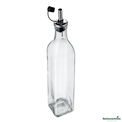 Wholesale Restaurantware 17 Oz Glass Olive Oil Dispenser - with Stopper Spout - 2 1/4" X 2 1/4" X 12 1/2"- Bulk