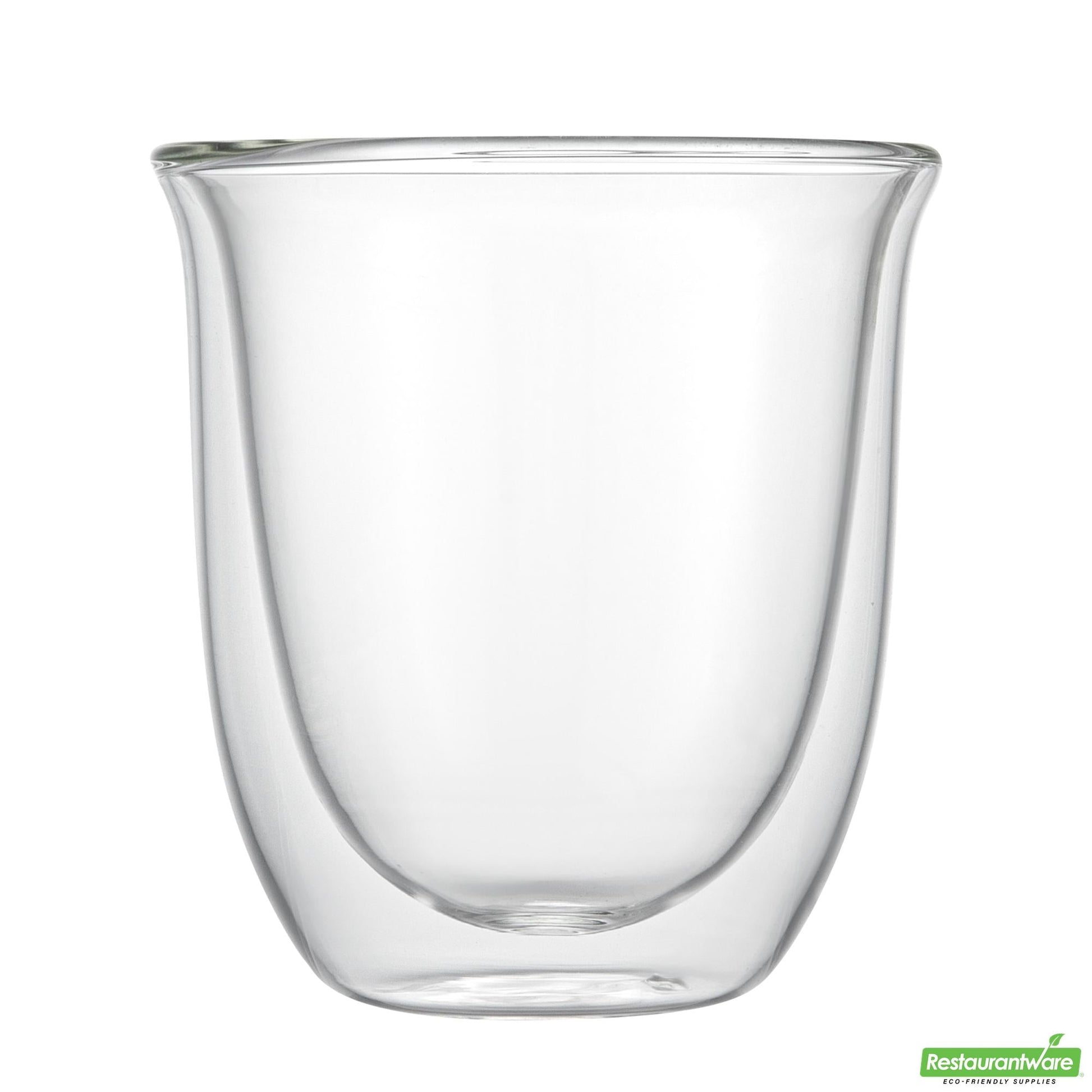 Wholesale Restaurantware 7 Oz Glass Coffee Cup - Double Wall, Borosilicate - 3.5" X 3.5" X 3.7"- Bulk