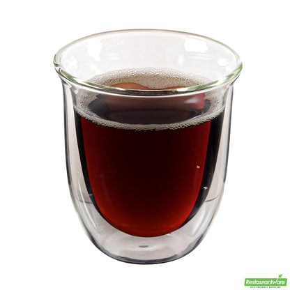 Wholesale Restaurantware 7 Oz Glass Coffee Cup - Double Wall, Borosilicate - 3.5" X 3.5" X 3.7"- Bulk