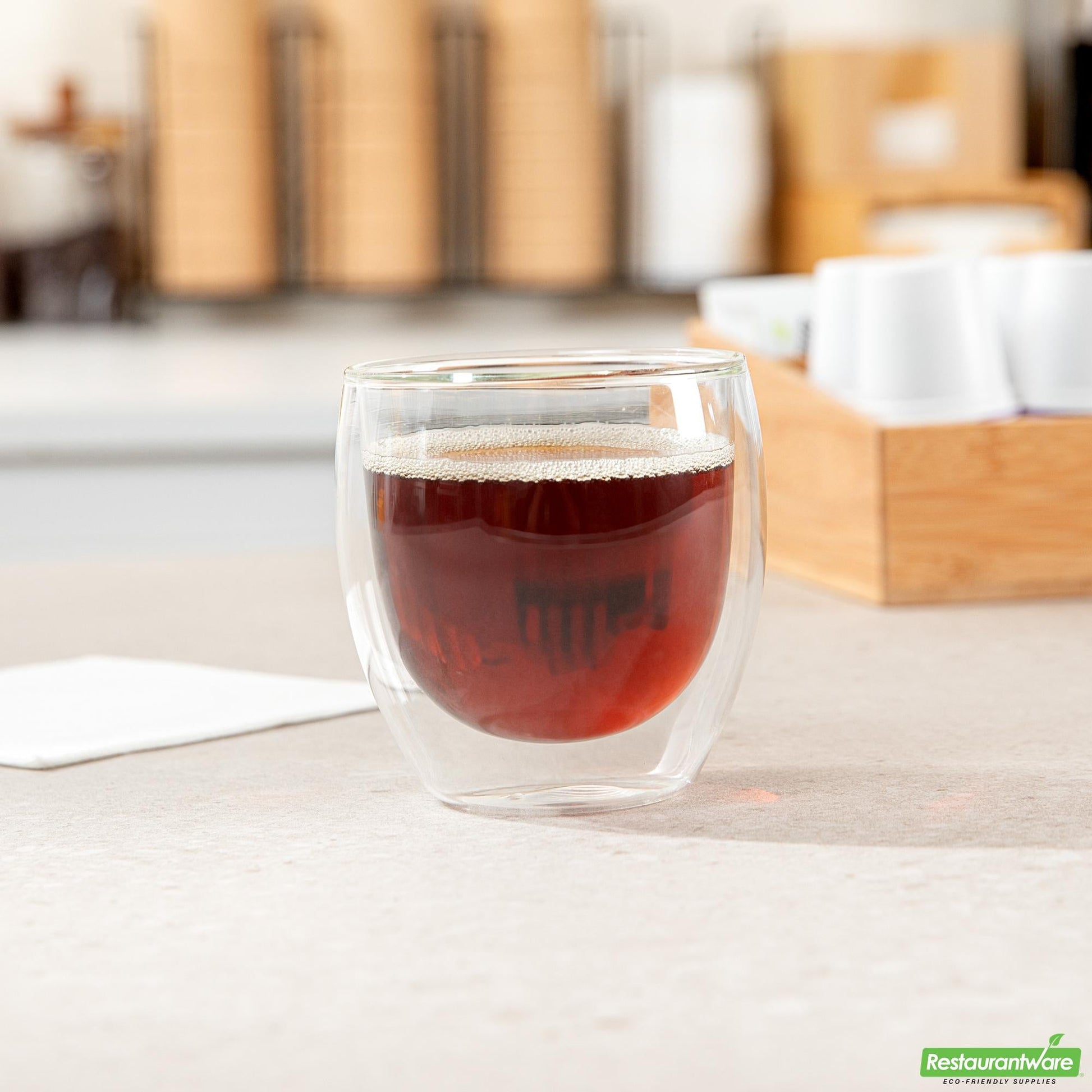 Wholesale Restaurantware 8 Oz Coffee Cup - Double Wall, Borosilicate - 3.3" X 3.3" X 3.5"- Bulk