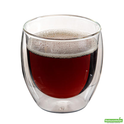 Wholesale Restaurantware 8 Oz Coffee Cup - Double Wall, Borosilicate - 3.3" X 3.3" X 3.5"- Bulk