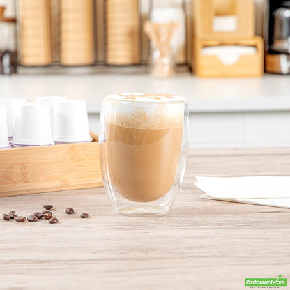 Restaurantware 12 Oz Coffee Cup - Double Wall, Borosilicate - 3.3" X 3.3" X 4.7"
