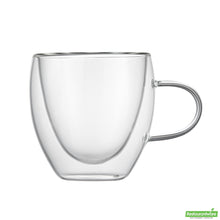 Wholesale Restaurantware 5 Oz Glass Espresso Cup - Double Wall, Borosilicate, with Handle - 2.6" X 2.6" X 3.1"- Bulk