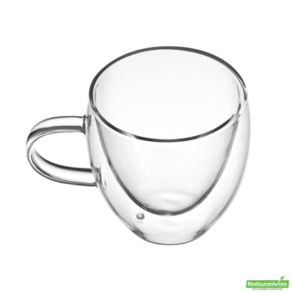 Wholesale Restaurantware 5 Oz Glass Espresso Cup - Double Wall, Borosilicate, with Handle - 2.6" X 2.6" X 3.1"- Bulk
