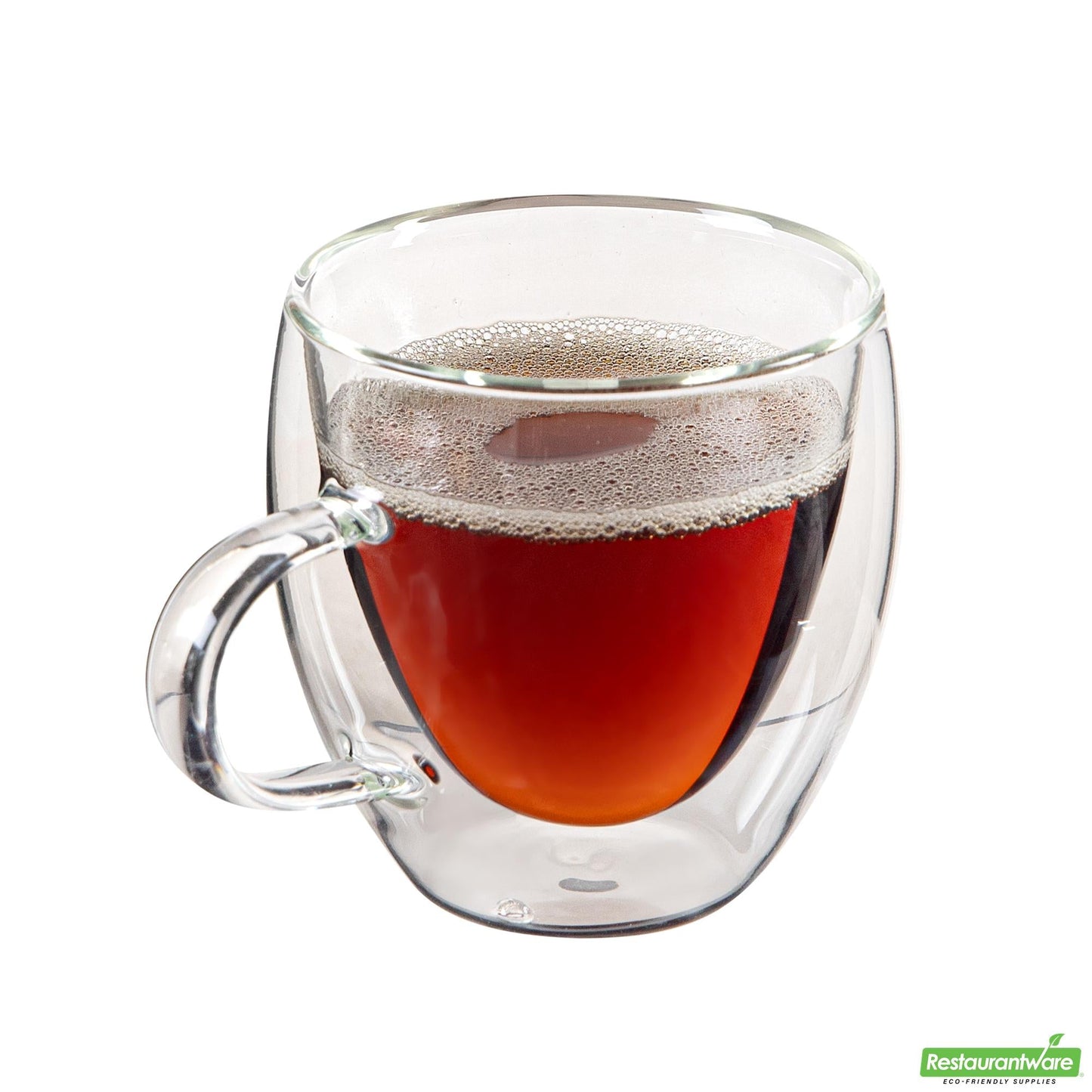Wholesale Restaurantware 5 Oz Glass Espresso Cup - Double Wall, Borosilicate, with Handle - 2.6" X 2.6" X 3.1"- Bulk
