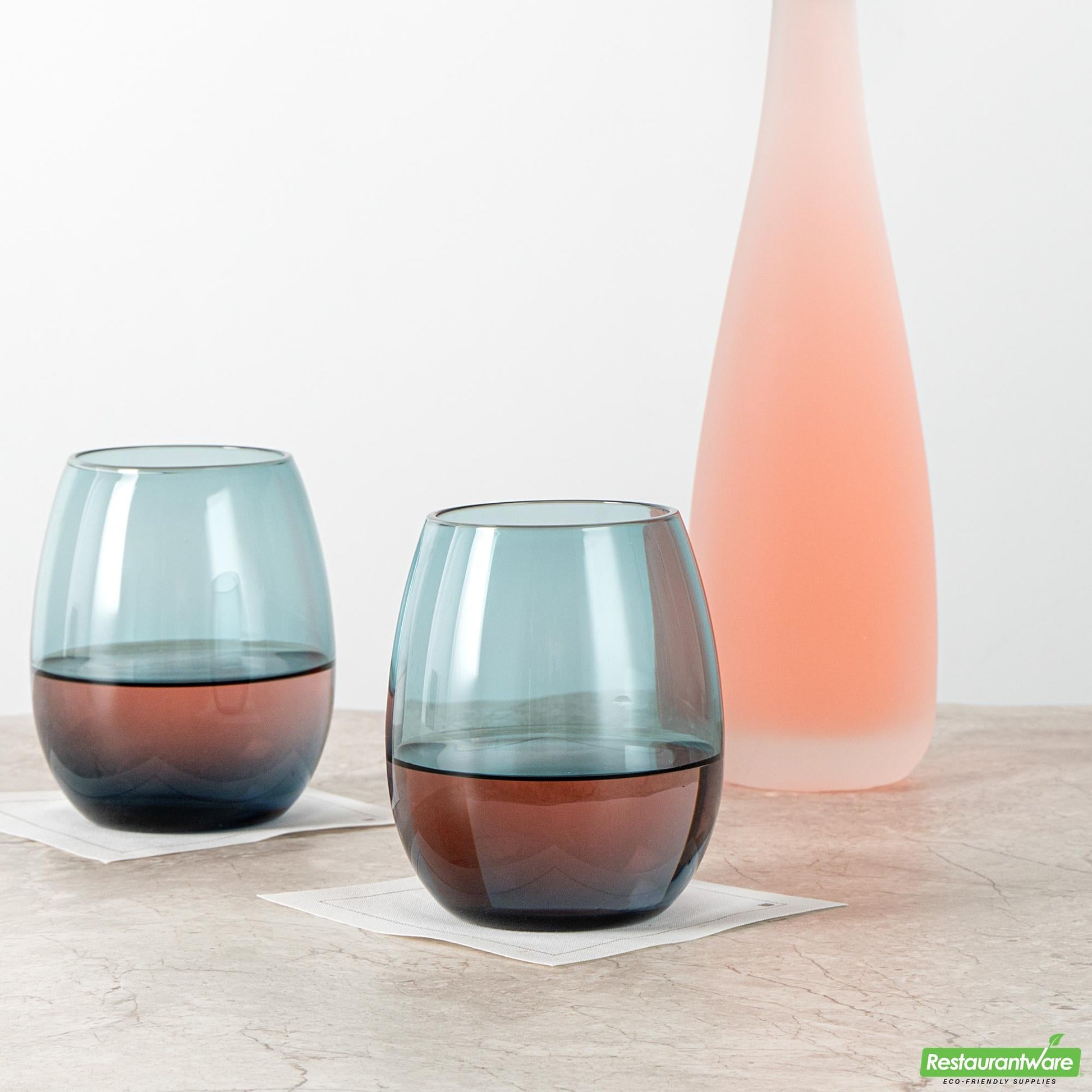 Wholesale Restaurantware 15 Oz Blue Stemless Wine Glass - 3.7" X 3.7" X 4.3"- Bulk