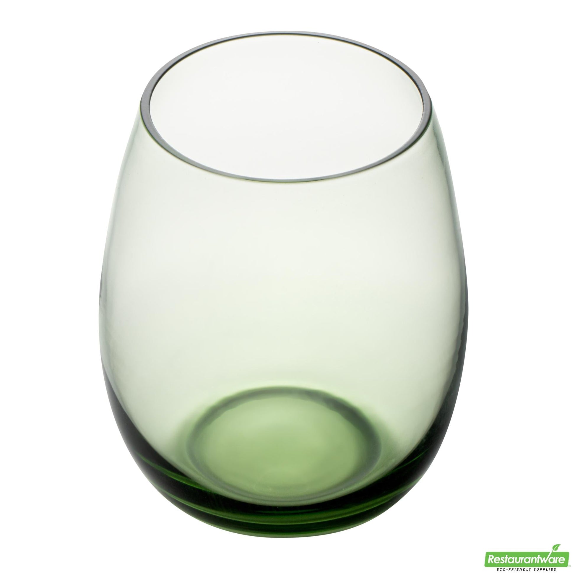 Wholesale Restaurantware 15 Oz Green Stemless Wine Glass - 3.7" X 3.7" X 4.3"- Bulk