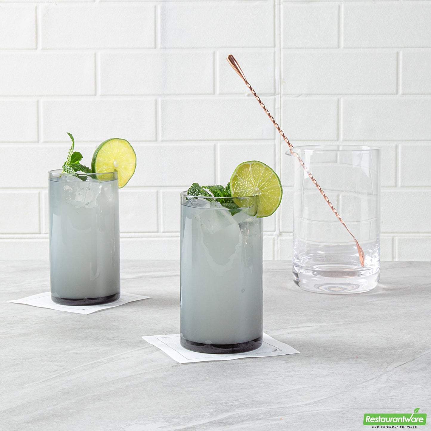 Wholesale Restaurantware 16 Oz Gray Beverage Glass - 3" X 3" X 5.5"- Bulk