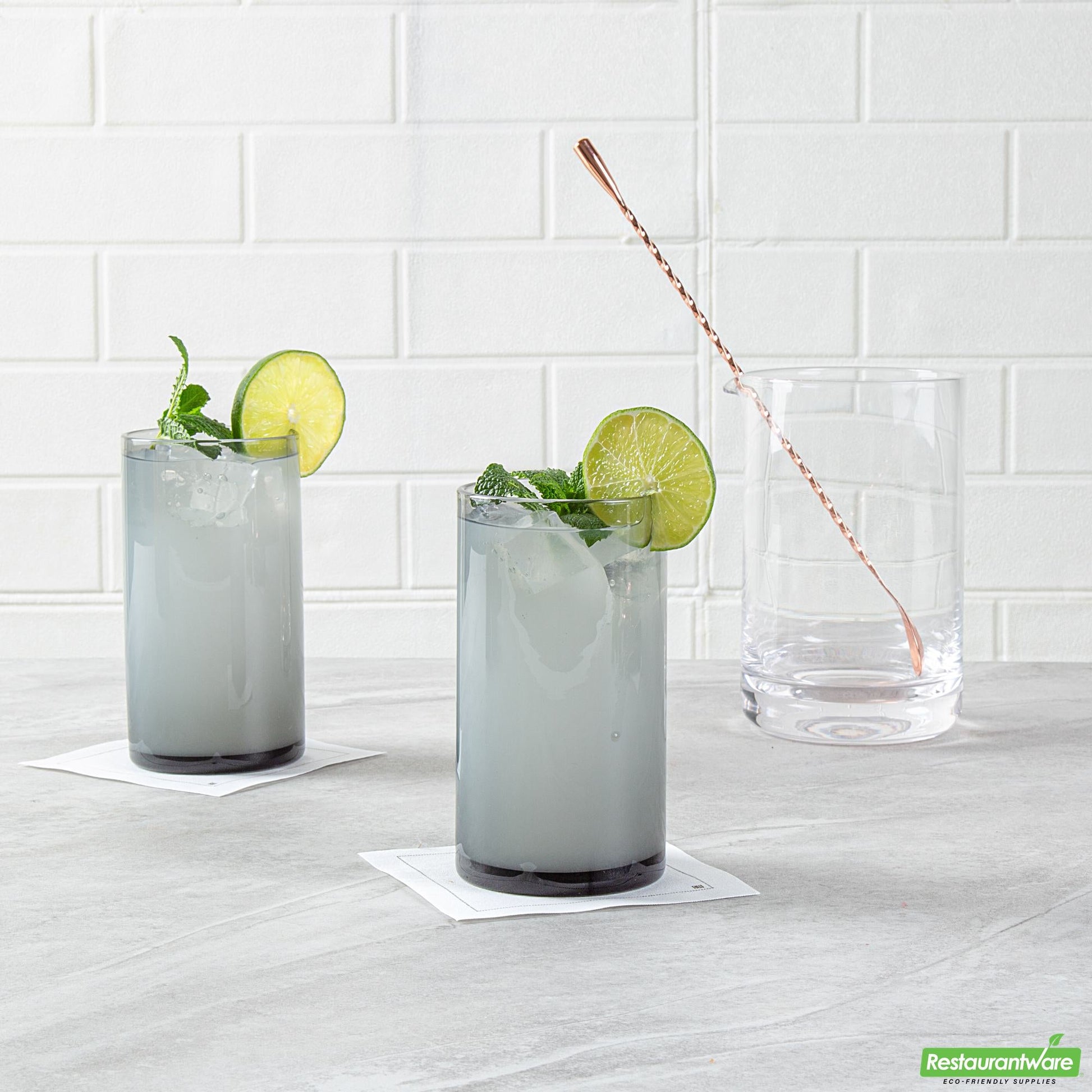 Wholesale Restaurantware 16 Oz Gray Beverage Glass - 3" X 3" X 5.5"- Bulk