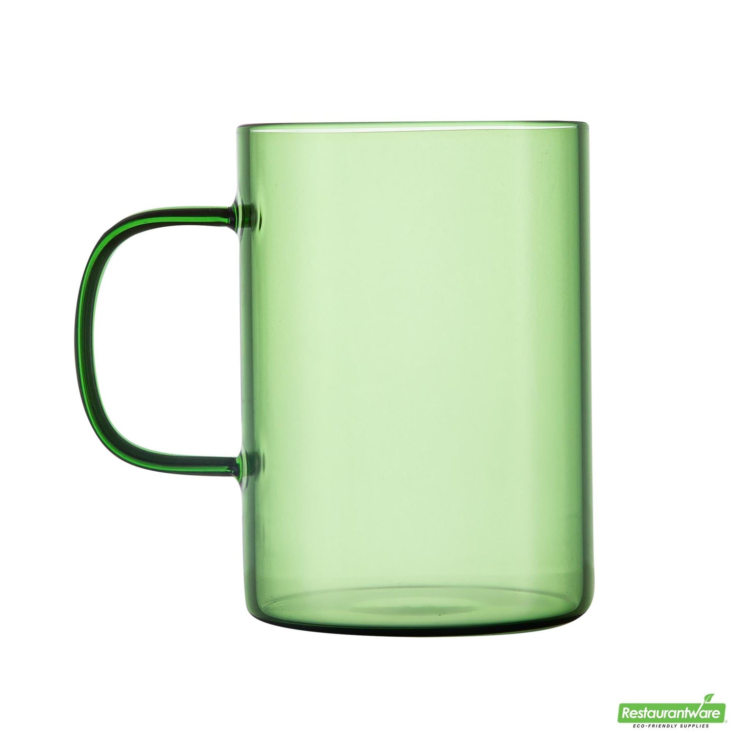 Wholesale Restaurantware 7 Oz Green Glass Coffee Mug - Borosilicate, with Handle - 2.6" X 2.6" X 3.5"- Bulk