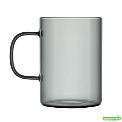 Wholesale Restaurantware 7 Oz Gray Glass Coffee Mug - Borosilicate, with Handle - 2.6" X 2.6" X 3.5"- Bulk