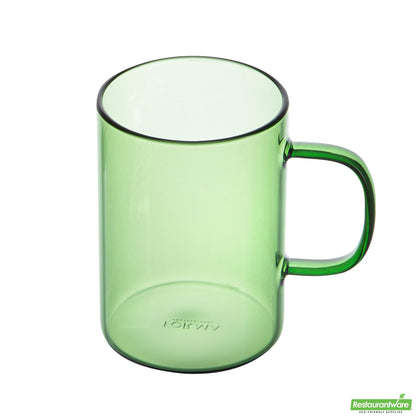 Wholesale Restaurantware 7 Oz Green Glass Coffee Mug - Borosilicate, with Handle - 2.6" X 2.6" X 3.5"- Bulk