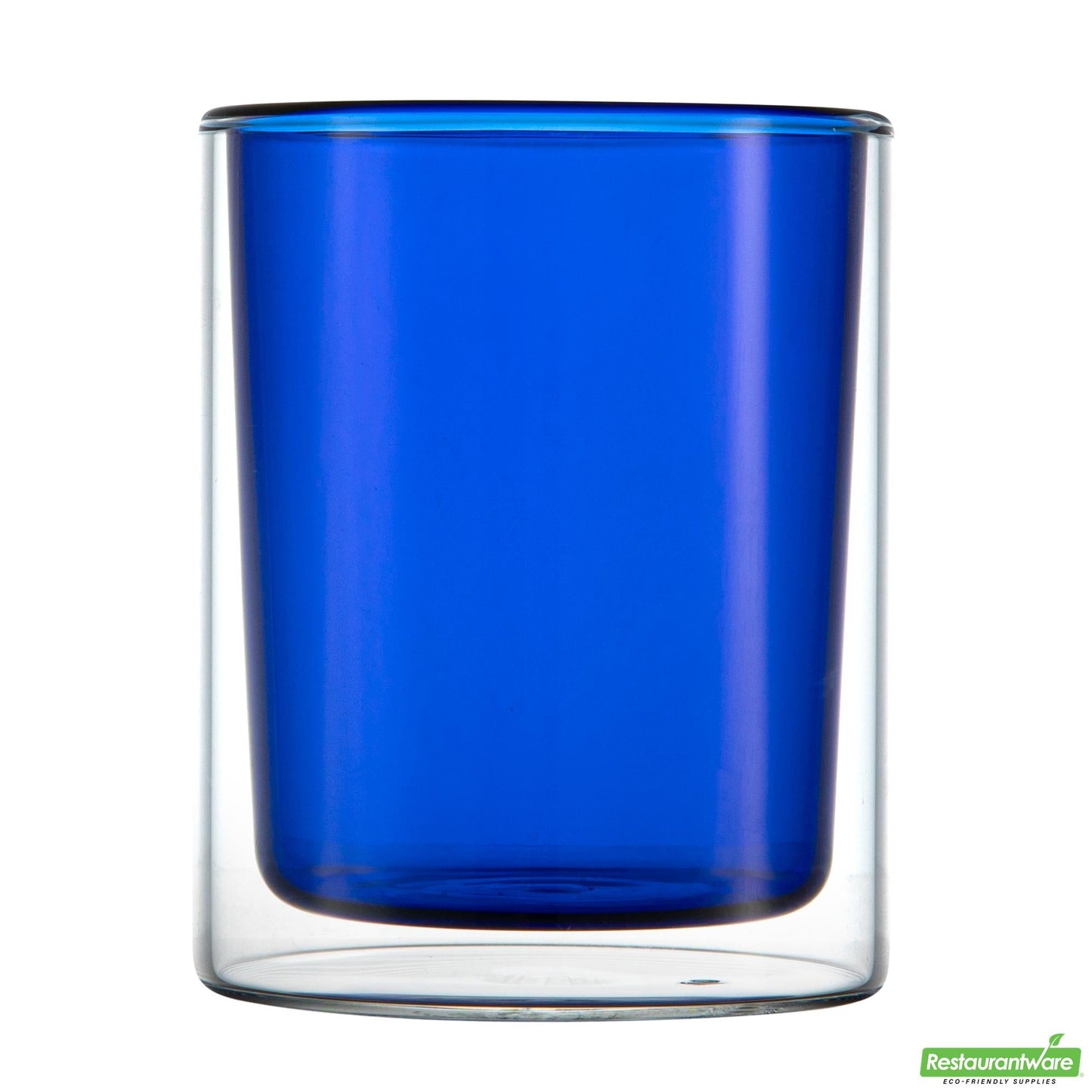Wholesale Restaurantware 9 Oz Blue Glass Tumbler - Double Wall, Borosilicate - 3.2" X 3.2" X 3.9"- Bulk