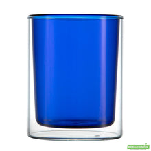 Wholesale Restaurantware 9 Oz Blue Glass Tumbler - Double Wall, Borosilicate - 3.2" X 3.2" X 3.9"- Bulk