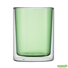 Wholesale Restaurantware 9 Oz Green Glass Tumbler - Double Wall, Borosilicate - 3.2" X 3.2" X 3.9"- Bulk