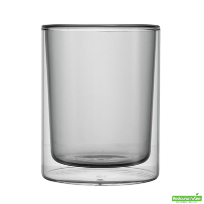 Wholesale Restaurantware 9 Oz Gray Glass Tumbler - Double Wall, Borosilicate - 3.2" X 3.2" X 3.9"- Bulk