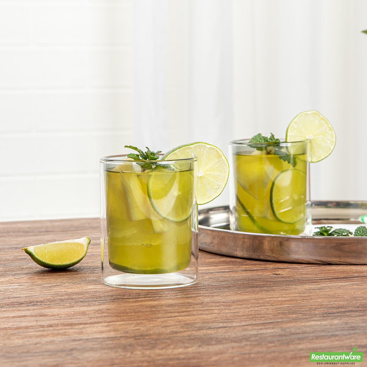 Wholesale Restaurantware 9 Oz Gray Glass Tumbler - Double Wall, Borosilicate - 3.2" X 3.2" X 3.9"- Bulk