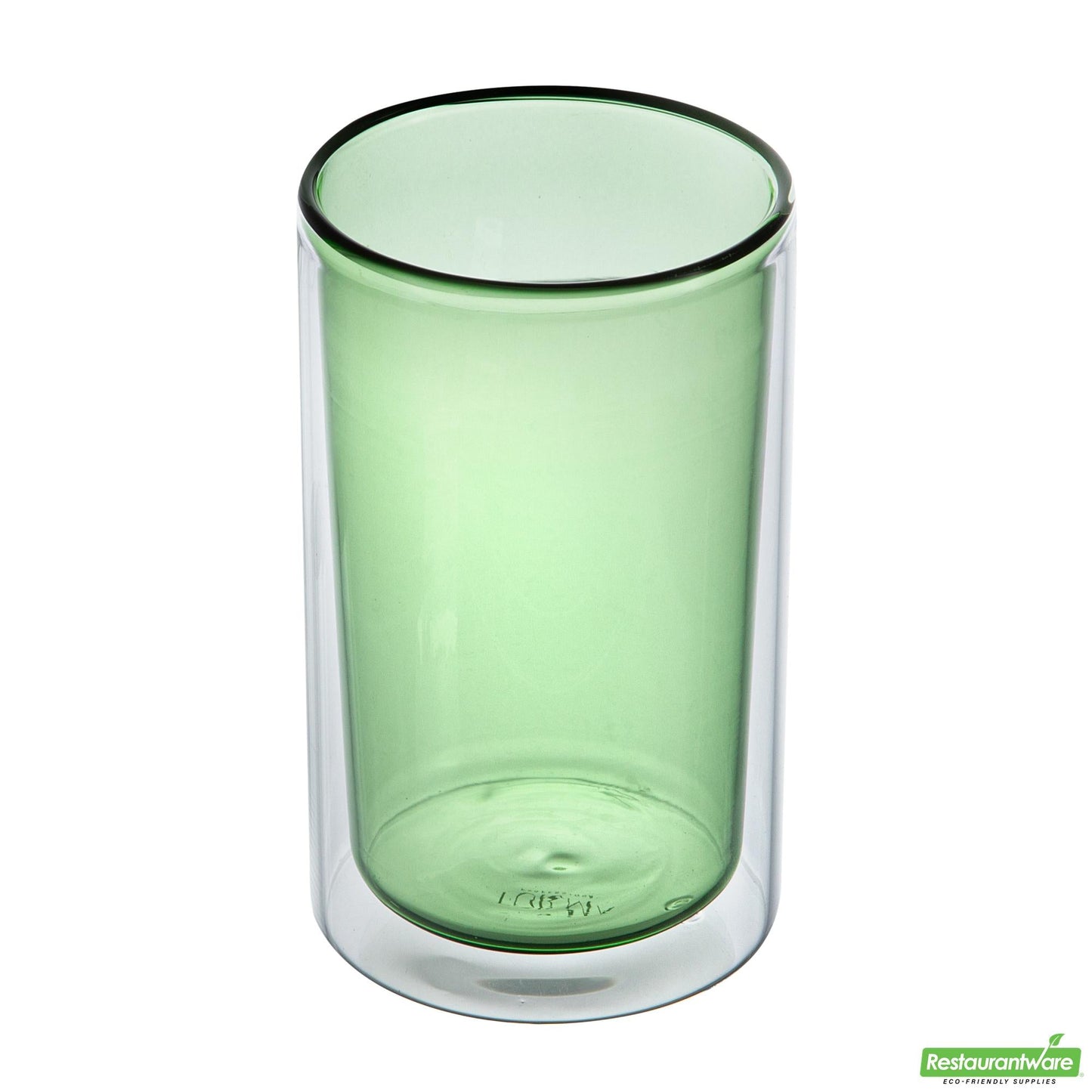 Wholesale Restaurantware 14 Oz Green Glass Tumbler - Double Wall, Borosilicate - 3.2" X 3.2" X 5.3"- Bulk