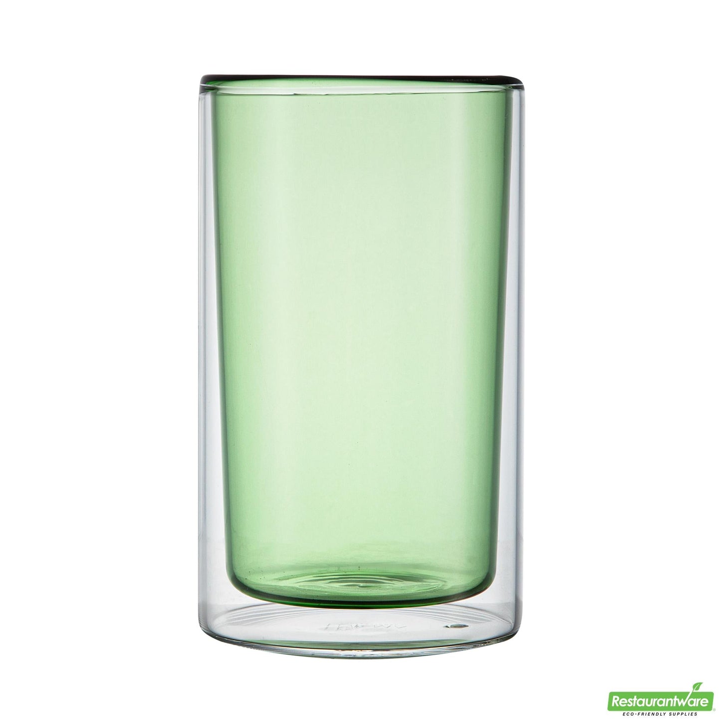 Wholesale Restaurantware 14 Oz Green Glass Tumbler - Double Wall, Borosilicate - 3.2" X 3.2" X 5.3"- Bulk