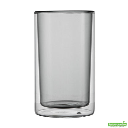 Wholesale Restaurantware 14 Oz Gray Glass Tumbler - Double Wall, Borosilicate - 3.2" X 3.2" X 5.3"- Bulk