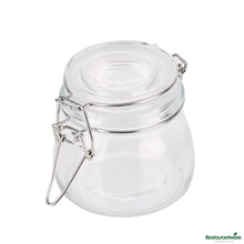 Wholesale Restaurantware 5 Oz Hinge Top Clear Glass Storage Jar - 3"×3"×2.8"- Bulk