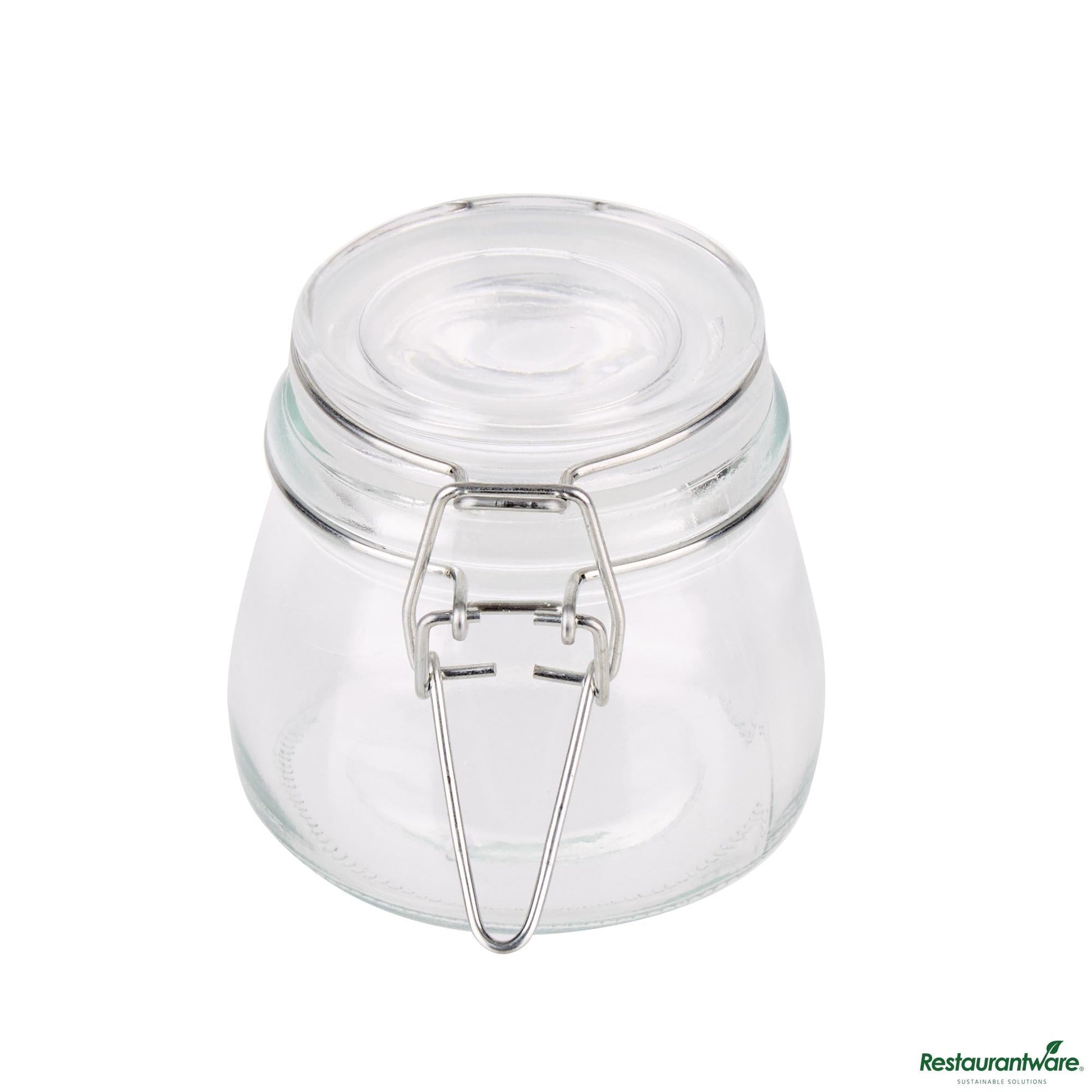 Wholesale Restaurantware 5 Oz Hinge Top Clear Glass Storage Jar - 3"×3"×2.8"- Bulk