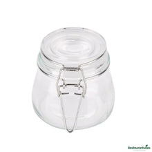 Wholesale Restaurantware 5 Oz Hinge Top Clear Glass Storage Jar - 3"×3"×2.8"- Bulk