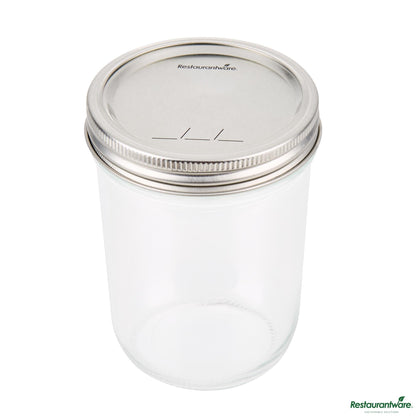 Wholesale Restaurantware 15 Oz Wide Mouth Glass Canning / Mason Jar - 3.5"×3.5"×4.8"- Bulk