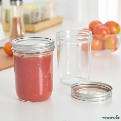 Wholesale Restaurantware 15 Oz Wide Mouth Glass Canning / Mason Jar - 3.5"×3.5"×4.8"- Bulk