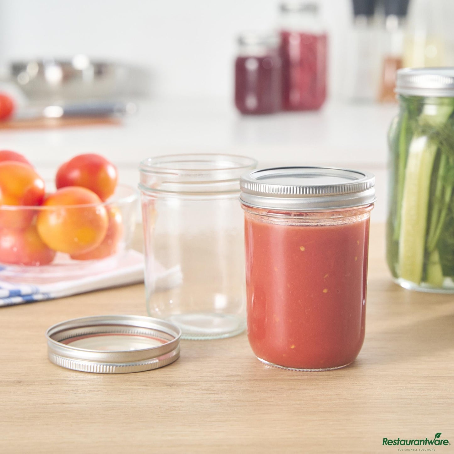 Wholesale Restaurantware 15 Oz Wide Mouth Glass Canning / Mason Jar - 3.5"×3.5"×4.8"- Bulk