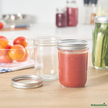 Wholesale Restaurantware 15 Oz Wide Mouth Glass Canning / Mason Jar - 3.5"×3.5"×4.8"- Bulk