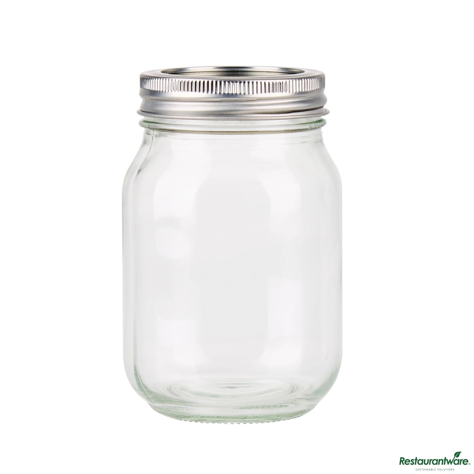 Wholesale Restaurantware 16 Oz Pint Regular Mouth Glass Canning / Mason Jar - 3.2"×3.2"×5.1"- Bulk