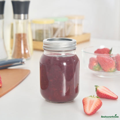 Wholesale Restaurantware 16 Oz Pint Regular Mouth Glass Canning / Mason Jar - 3.2"×3.2"×5.1"- Bulk