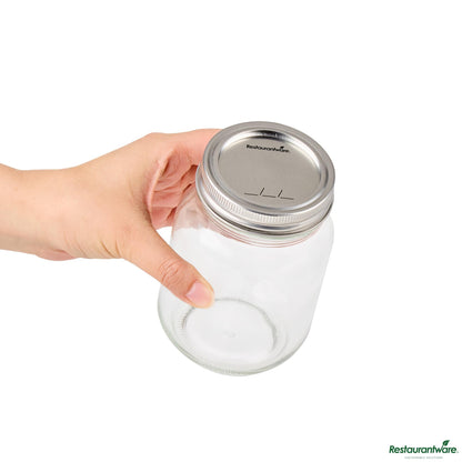Wholesale Restaurantware 16 Oz Pint Regular Mouth Glass Canning / Mason Jar - 3.2"×3.2"×5.1"- Bulk